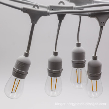 String of Lights with 15 x E26 Sockets and Hanging Loops,  S14 Bulbs